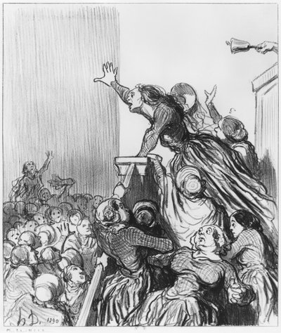 シリーズ「Les Divorceuses」、プレート1、「Le Charivari」のイラスト、1848年8月4日 作： Honoré Daumier